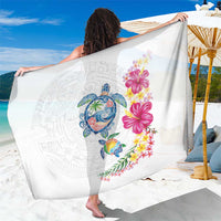 Hawaiian Abstract Art Turtles Sarong with Plumeria and Hibiscus - Polynesian Pride