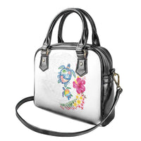 Hawaiian Abstract Art Turtles Shoulder Handbag with Plumeria and Hibiscus - Polynesian Pride