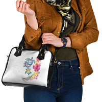 Hawaiian Abstract Art Turtles Shoulder Handbag with Plumeria and Hibiscus - Polynesian Pride