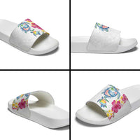 Hawaiian Abstract Art Turtles Slide Sandals with Plumeria and Hibiscus LT03 - Polynesian Pride