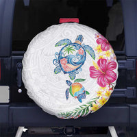 Hawaiian Abstract Art Turtles Spare Tire Cover with Plumeria and Hibiscus - Polynesian Pride