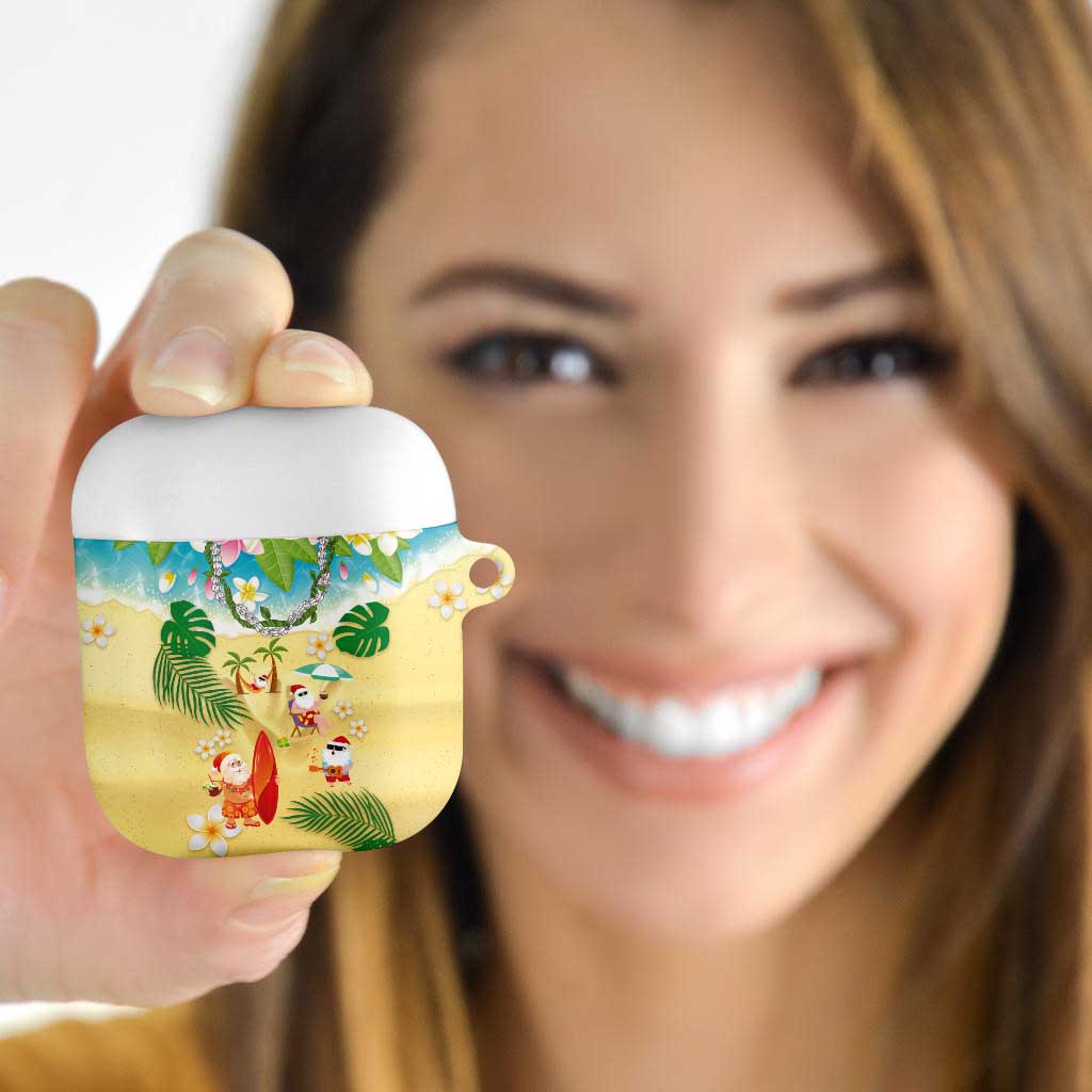 Hawaiian Mele Kalikimaka AirPods Case Tropical Plumeria and Lei Funny Santa Beach - Polynesian Pride
