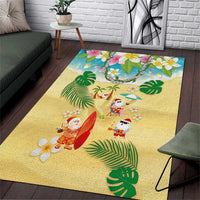 Hawaiian Mele Kalikimaka Area Rug Tropical Plumeria and Lei Funny Santa Beach - Polynesian Pride