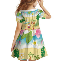 Hawaiian Mele Kalikimaka Family Matching Off Shoulder Maxi Dress and Hawaiian Shirt Tropical Plumeria and Lei Funny Santa Beach - Polynesian Pride