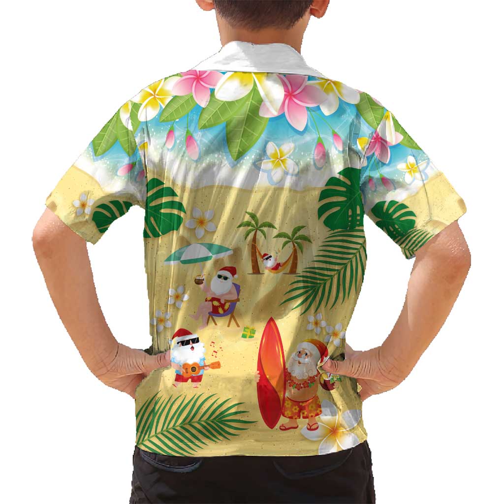 Hawaiian Mele Kalikimaka Family Matching Puletasi and Hawaiian Shirt Tropical Plumeria and Lei Funny Santa Beach - Polynesian Pride
