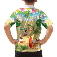 Hawaiian Mele Kalikimaka Family Matching Puletasi and Hawaiian Shirt Tropical Plumeria and Lei Funny Santa Beach - Polynesian Pride