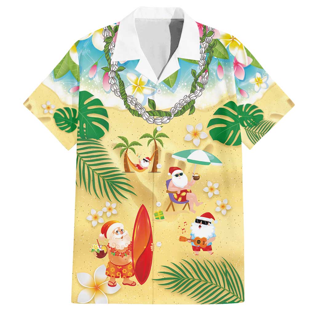 Hawaiian Mele Kalikimaka Family Matching Summer Maxi Dress and Hawaiian Shirt Tropical Plumeria and Lei Funny Santa Beach - Polynesian Pride
