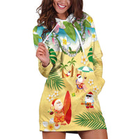 Hawaiian Mele Kalikimaka Hoodie Dress Tropical Plumeria and Lei Funny Santa Beach - Polynesian Pride