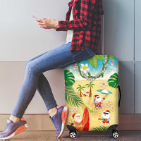 Hawaiian Mele Kalikimaka Luggage Cover Tropical Plumeria and Lei Funny Santa Beach - Polynesian Pride