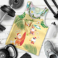 Hawaiian Mele Kalikimaka Men Tank Top Tropical Plumeria and Lei Funny Santa Beach - Polynesian Pride