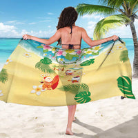 Hawaiian Mele Kalikimaka Sarong Tropical Plumeria and Lei Funny Santa Beach - Polynesian Pride