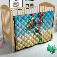 Hawaiian Mele Kalikimaka Quilt Tropical Xmas Turtles Red Poinsettia Watercolor - Polynesian Pride