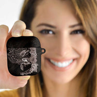 Hawaiian Plumeria and Hibiscus with Turtles AirPods Case Polynesian Art Grayscale - Polynesian Pride