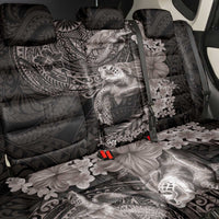 Hawaiian Plumeria and Hibiscus with Turtles Back Car Seat Cover Polynesian Art Grayscale - Polynesian Pride