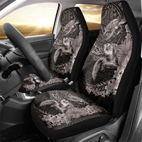 Hawaiian Plumeria and Hibiscus with Turtles Car Seat Cover Polynesian Art Grayscale - Polynesian Pride
