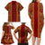 Hawaii Style Hibiscus and Tribal Element Fabric Patchwork Family Matching Long Sleeve Bodycon Dress and Hawaiian Shirt LT03 - Polynesian Pride