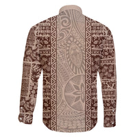 Hawaii Style Hibiscus and Tribal Element Fabric Patchwork Family Matching Puletasi Dress and Hawaiian Shirt Beige Version LT03 - Polynesian Pride