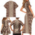 Hawaii Style Hibiscus and Tribal Element Fabric Patchwork Family Matching Short Sleeve Bodycon Dress and Hawaiian Shirt Beige Version LT03 - Polynesian Pride