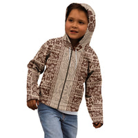 Hawaii Style Hibiscus and Tribal Element Fabric Patchwork Kid Hoodie Beige Version LT03 - Polynesian Pride