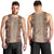 Hawaii Style Hibiscus and Tribal Element Fabric Patchwork Men Tank Top Beige Version LT03 - Polynesian Pride