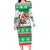 Hawaii Mele Kalikimaka Family Matching Long Sleeve Bodycon Dress and Hawaiian Shirt Aloha Santa and Palm Tree Mix Kakau Pattern LT03 Mom's Dress Green - Polynesian Pride