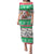 Hawaii Mele Kalikimaka Family Matching Puletasi Dress and Hawaiian Shirt Aloha Santa and Palm Tree Mix Kakau Pattern LT03 Mom's Dress Green - Polynesian Pride