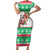 Hawaii Mele Kalikimaka Family Matching Short Sleeve Bodycon Dress and Hawaiian Shirt Aloha Santa and Palm Tree Mix Kakau Pattern LT03 Mom's Dress Green - Polynesian Pride