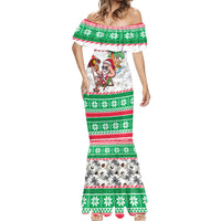 Hawaii Mele Kalikimaka Mermaid Dress Aloha Santa and Palm Tree Mix Kakau Pattern LT03 - Polynesian Pride