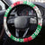 Hawaii Mele Kalikimaka Steering Wheel Cover Aloha Santa and Palm Tree Mix Kakau Pattern