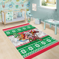 Custom Hawaii Mele Kalikimaka Area Rug Aloha Santa and Palm Tree Mix Kakau Pattern LT03 - Polynesian Pride