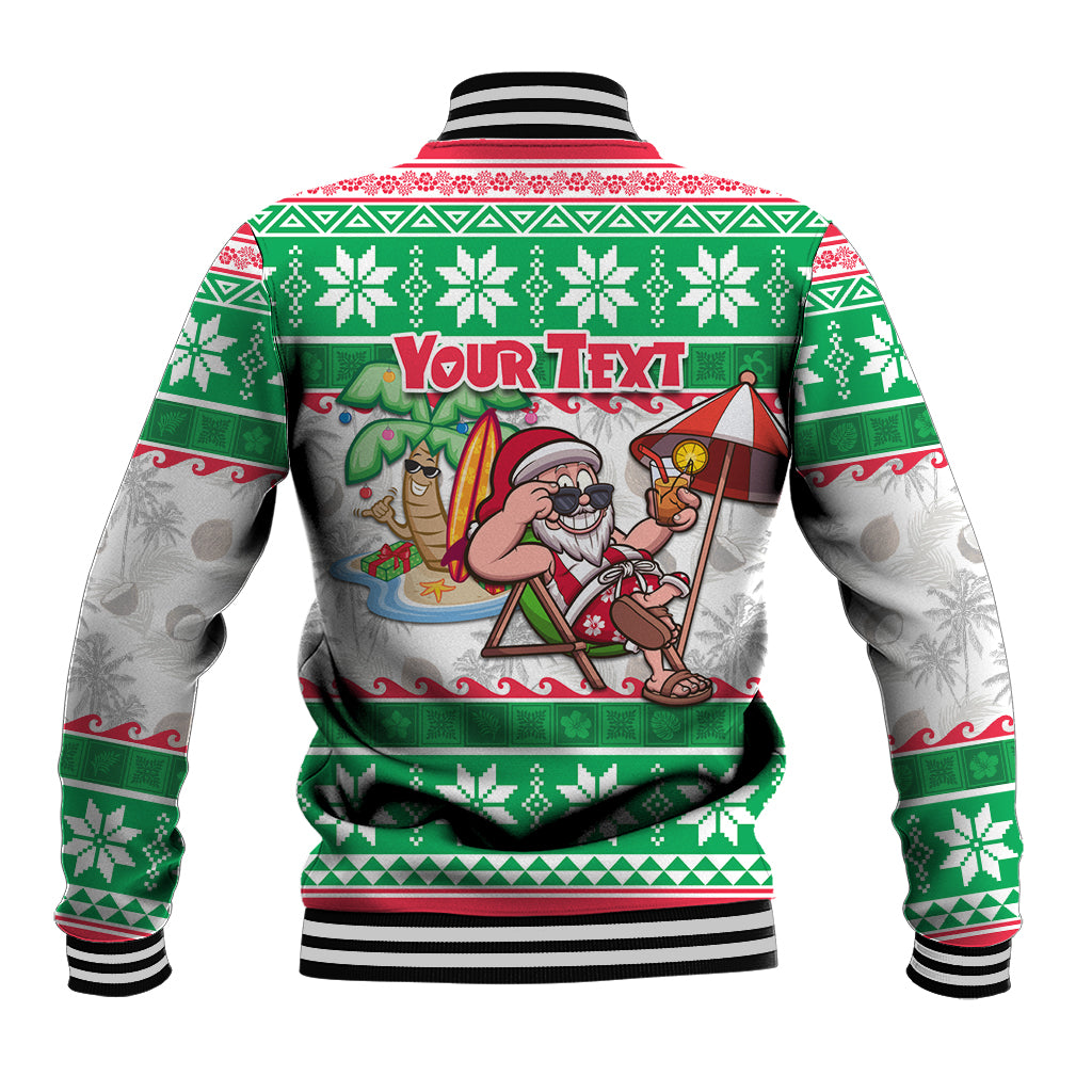 Custom Hawaii Mele Kalikimaka Baseball Jacket Aloha Santa and Palm Tree Mix Kakau Pattern LT03 - Polynesian Pride