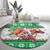 Custom Hawaii Mele Kalikimaka Round Carpet Aloha Santa and Palm Tree Mix Kakau Pattern LT03 - Polynesian Pride