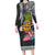 Hawaii Pineapple Surfing With Kakau Tribal Family Matching Long Sleeve Bodycon Dress and Hawaiian Shirt LT03 Mom's Dress Brown - Polynesian Pride