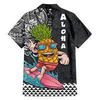 Hawaii Pineapple Surfing With Kakau Tribal Family Matching Short Sleeve Bodycon Dress and Hawaiian Shirt LT03 - Polynesian Pride