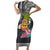 Hawaii Pineapple Surfing With Kakau Tribal Family Matching Short Sleeve Bodycon Dress and Hawaiian Shirt LT03 Mom's Dress Brown - Polynesian Pride