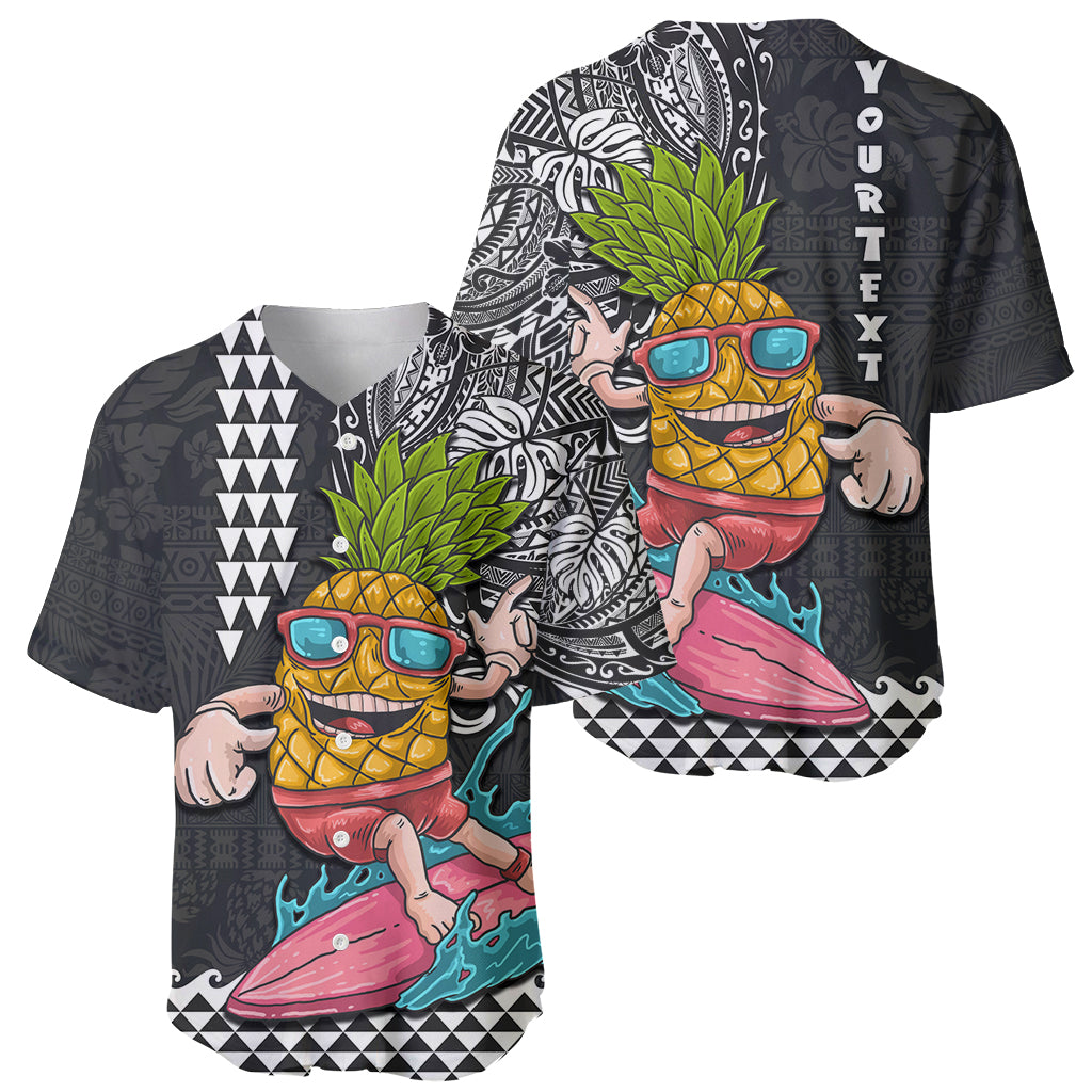 Hawaii Pineapple Surfing Kakau Tribal Personalised Baseball Jersey LT03 - Polynesian Pride