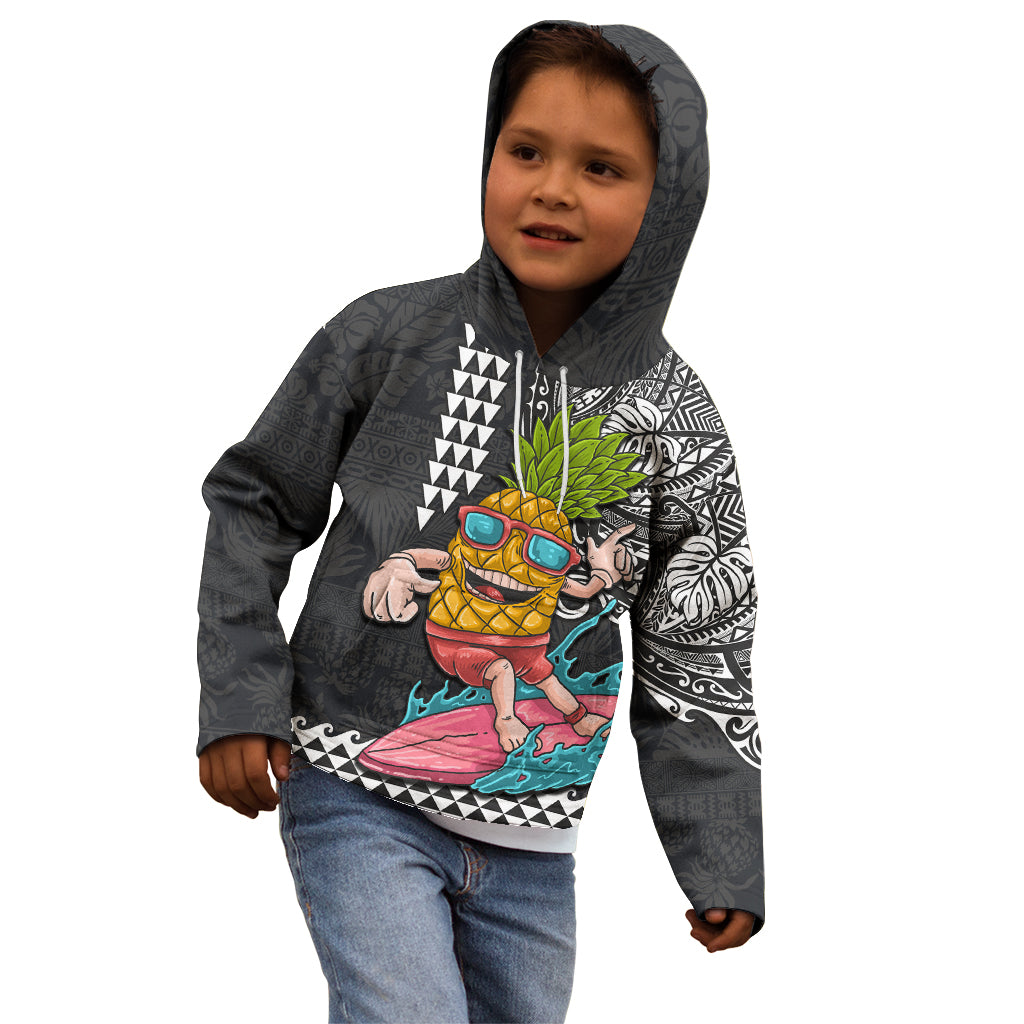 Hawaii Pineapple Surfing Kakau Tribal Personalised Kid Hoodie LT03 - Polynesian Pride