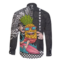 Hawaii Pineapple Surfing Kakau Tribal Personalised Long Sleeve Button Shirt LT03 - Polynesian Pride