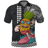 Hawaii Pineapple Surfing Kakau Tribal Personalised Polo Shirt LT03 Brown - Polynesian Pride
