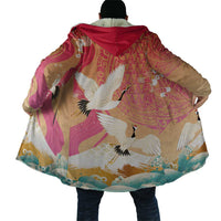 Hawaiian and Japanese Culture Together Cloak Kakau Art Tattoo with Cranes and Sakura Spring Vibe LT03 - Polynesian Pride