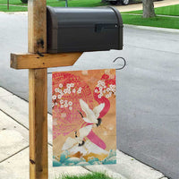 Hawaiian and Japanese Culture Together Garden Flag Kakau Art Tattoo with Cranes and Sakura Spring Vibe - Polynesian Pride
