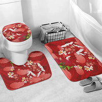 Hawaiian and Japanese Culture Together Bathroom Set Red Ohia Lehua Plumeria and Sakura Blooming - Polynesian Pride