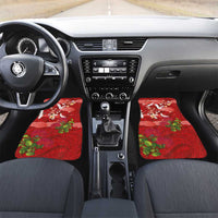 Hawaiian and Japanese Culture Together Car Mats Red Ohia Lehua Plumeria and Sakura Blooming - Polynesian Pride