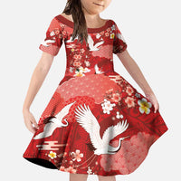 Hawaiian and Japanese Culture Together Family Matching Long Sleeve Bodycon Dress and Hawaiian Shirt Red Ohia Lehua Plumeria and Sakura Blooming - Polynesian Pride