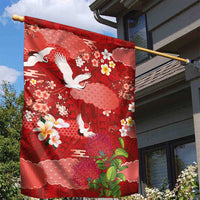 Hawaiian and Japanese Culture Together Garden Flag Red Ohia Lehua Plumeria and Sakura Blooming - Polynesian Pride