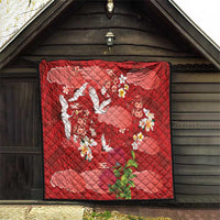 Hawaiian and Japanese Culture Together Quilt Red Ohia Lehua Plumeria and Sakura Blooming - Polynesian Pride