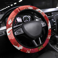 Hawaiian and Japanese Culture Together Steering Wheel Cover Red Ohia Lehua Plumeria and Sakura Blooming - Polynesian Pride