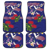 Hawaiian and Japanese Culture Together Car Mats Blue Ohia Lehua Plumeria and Sakura Blooming - Polynesian Pride