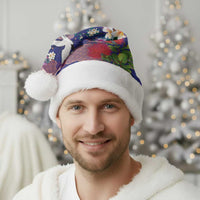 Hawaiian and Japanese Culture Together Christmas Santa Hat Blue Ohia Lehua Plumeria and Sakura Blooming - Polynesian Pride