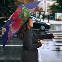 Hawaiian and Japanese Culture Together Umbrella Blue Ohia Lehua Plumeria and Sakura Blooming - Polynesian Pride